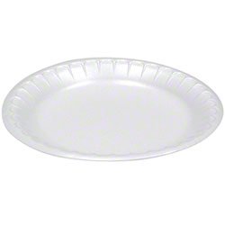 Foam Plates, White, 9", 500 ct, (125/pack, 4 packs/carton)