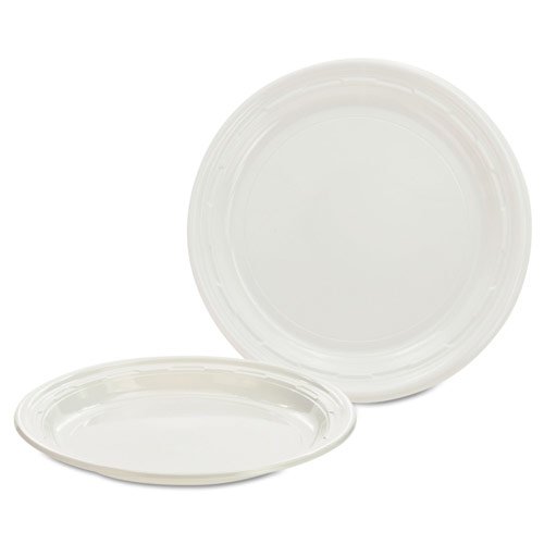 Plastic Plates, 7 Inches, White, Round, 1000/carton