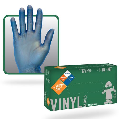 Vinyl Gloves, Blue, Powder Free, Latex Free, Allergen Free - XLarge