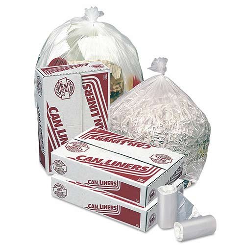 High-Density Coreless Mini-Roll Can Liners, 30 gal, 10 microns, 30" x 37", Natural, 500/Carton