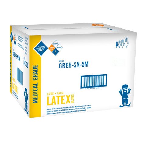 Double Thick EMT Latex Gloves, Powder Free, Size Small, 50/box