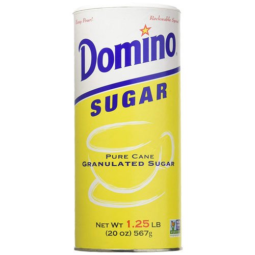 Domino Pure Cane Granulated Sugar, Easy Pour Reclosable Top Canister (1 20oz. Canister)